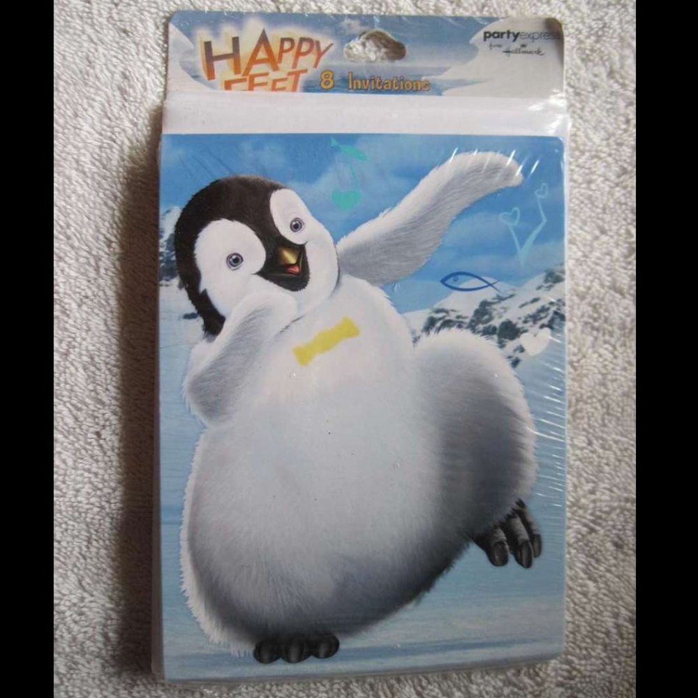 8 Happy Feet Invitations Mumble Penguin Tap Dance Cool Party Express Hallmark